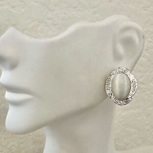 Roman white moon glow post earrings